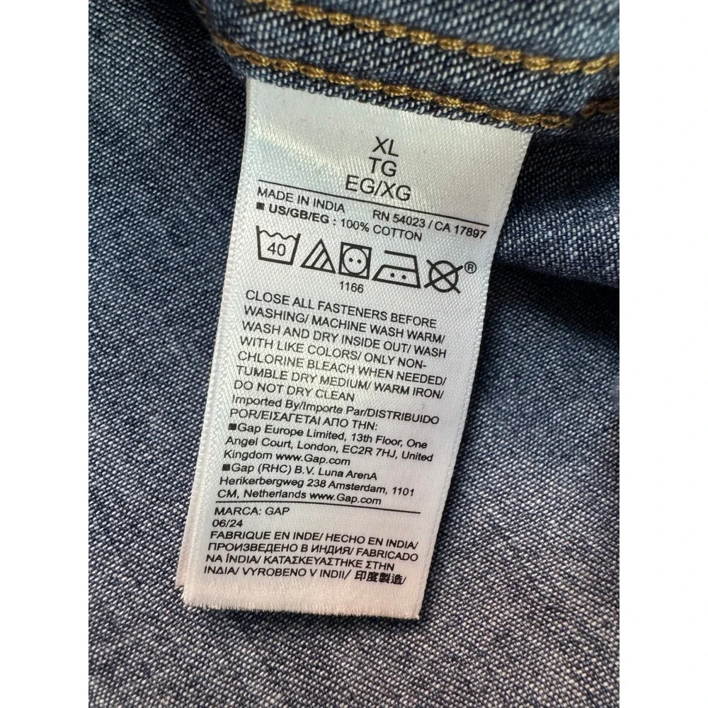 Gap Denim Girls XL Blue Western Snap Button Down Shirt Long Sleeve